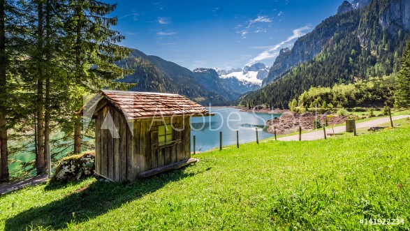 Picture of Breathtaking sunrise at Gosausee lake in Gosau Alps Austria Europe